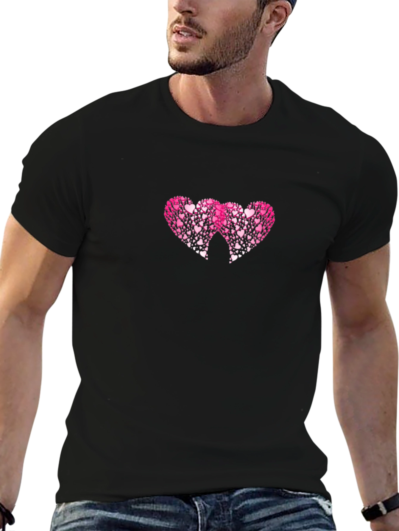 Heart Graphic Black T-Shirt - Love Design