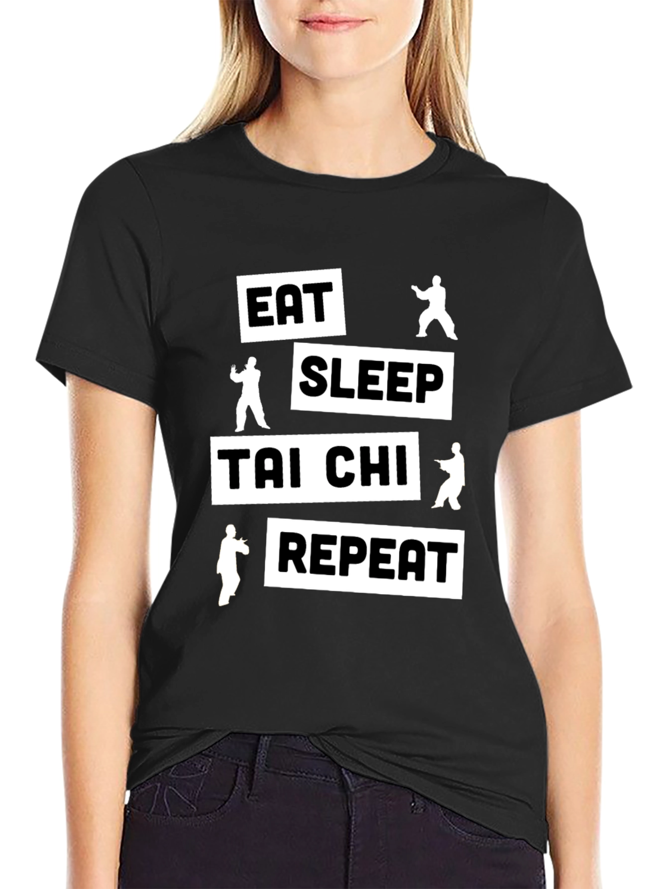 Eat Sleep Tai Chi Repeat Black T-Shirt
