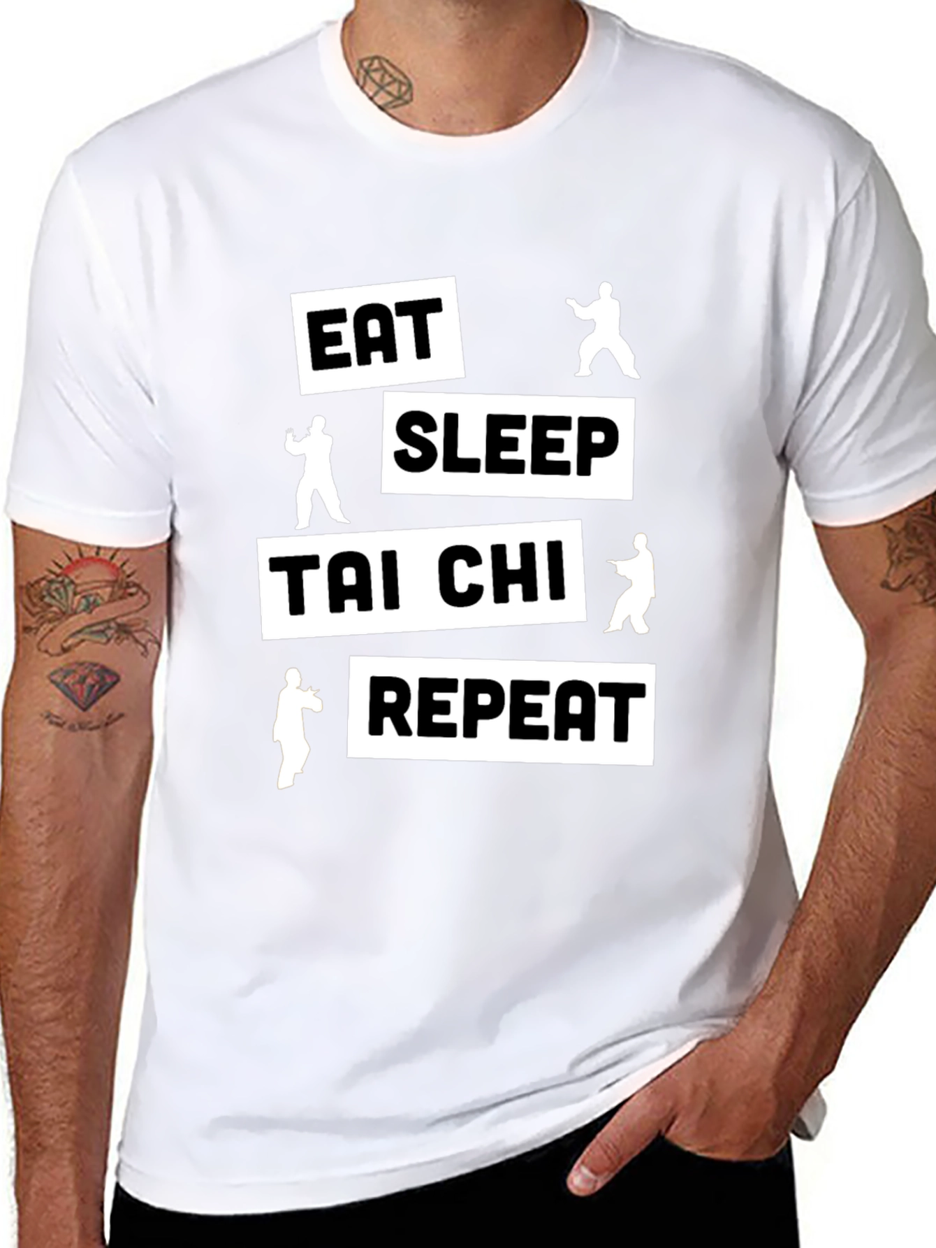 Eat Sleep Tai Chi Repeat Black T-Shirt