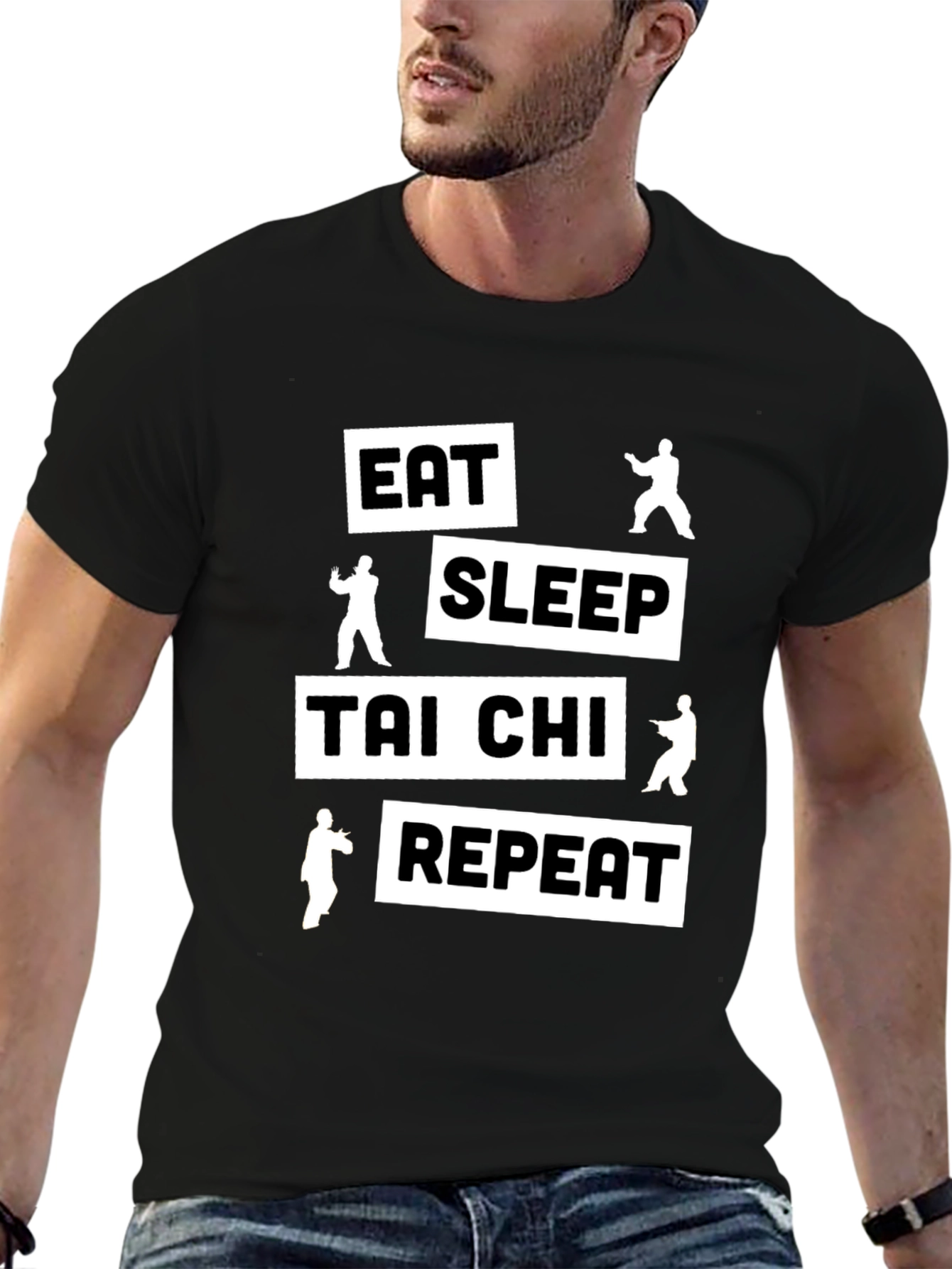 Eat Sleep Tai Chi Repeat Black T-Shirt