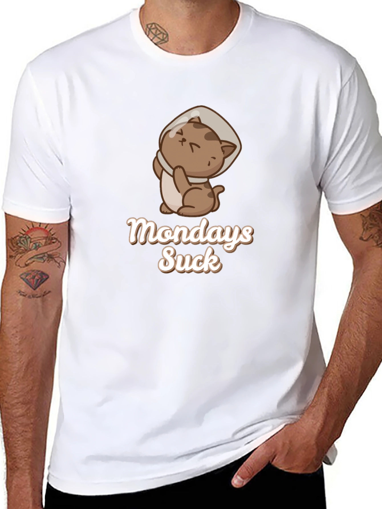 Mondays Suck Funny Cat Cone T-Shirt