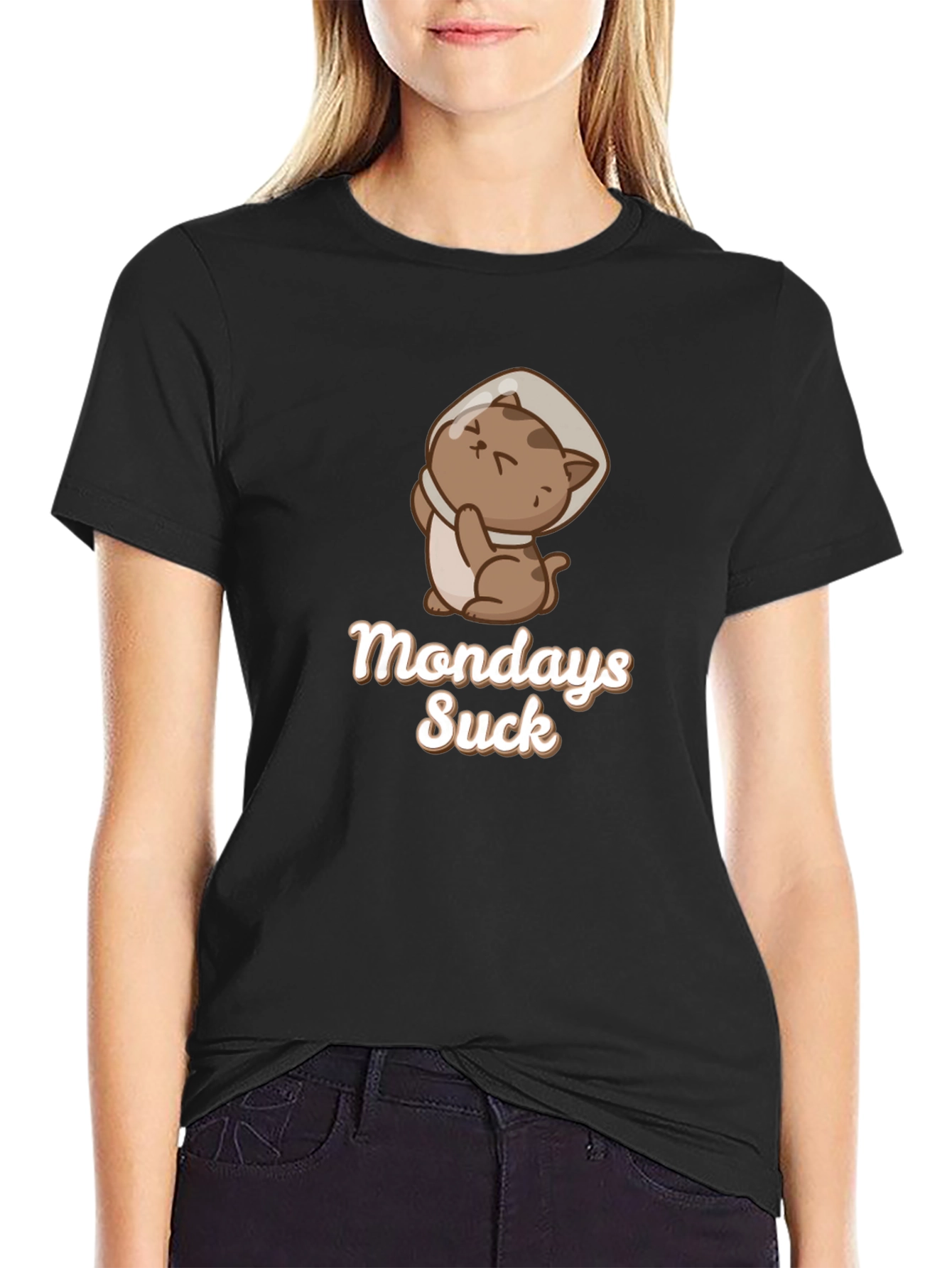 Mondays Suck Funny Cat Cone T-Shirt