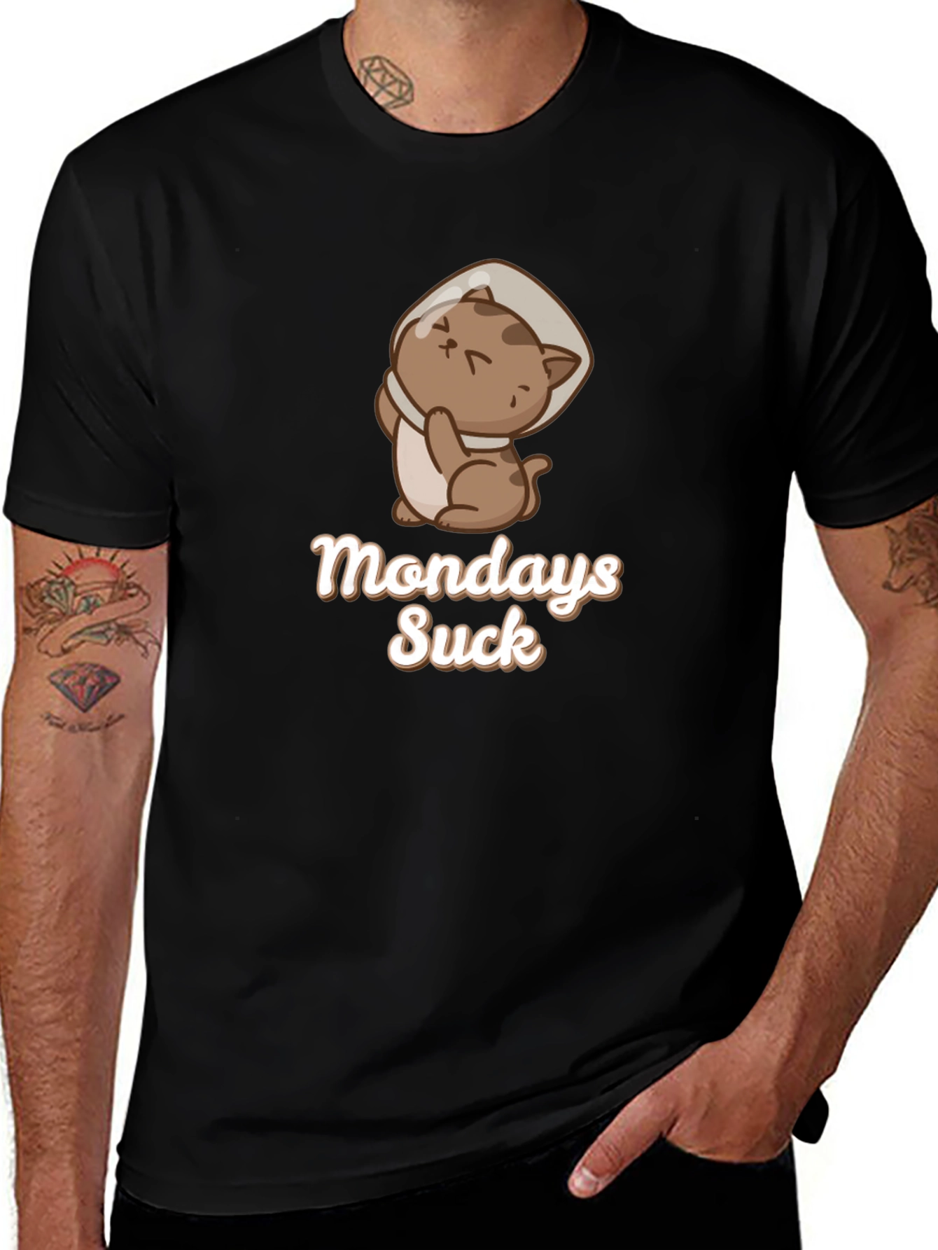 Mondays Suck Funny Cat Cone T-Shirt