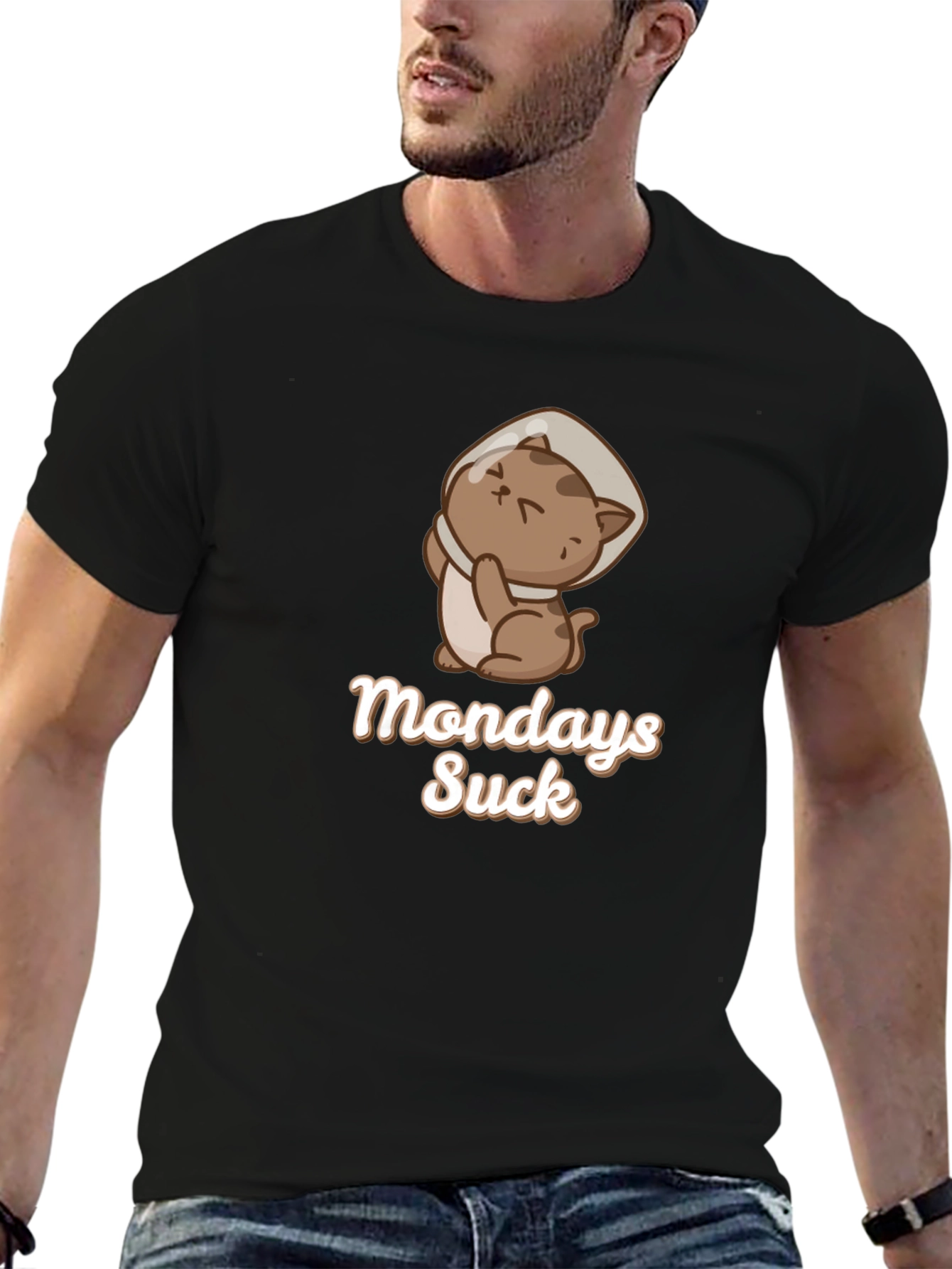 Mondays Suck Funny Cat Cone T-Shirt