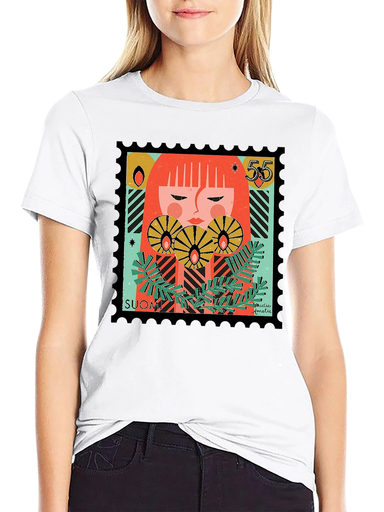 Artistic Stamp Design Graphic Tee