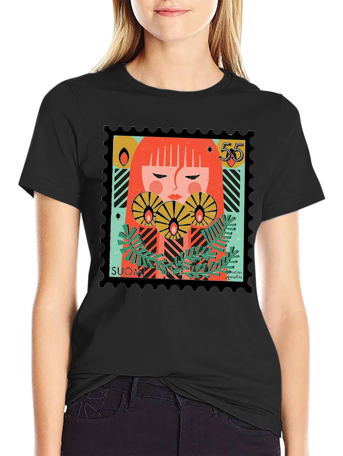 Artistic Stamp Design Graphic Tee