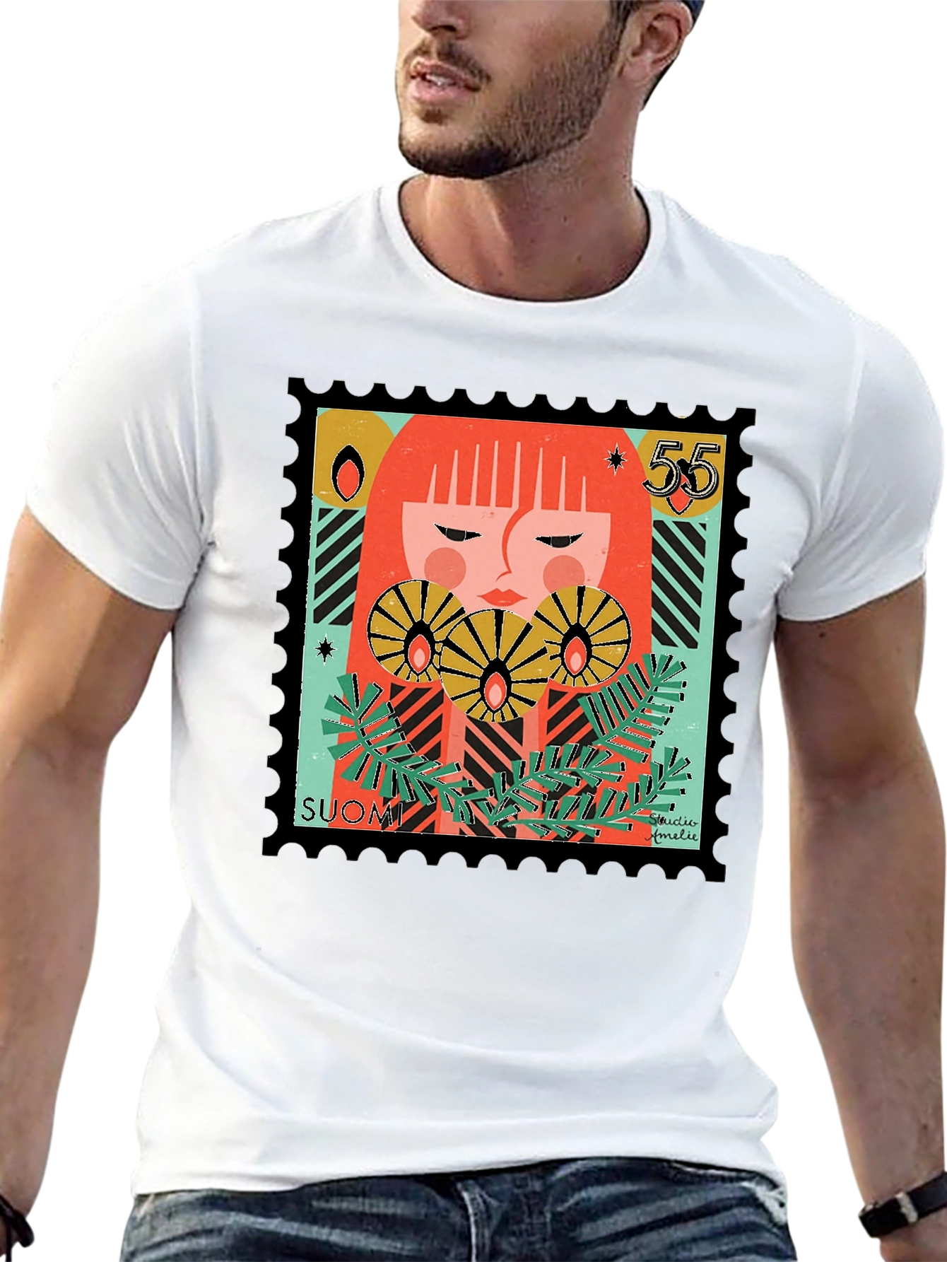 Artistic Stamp Design Graphic Tee