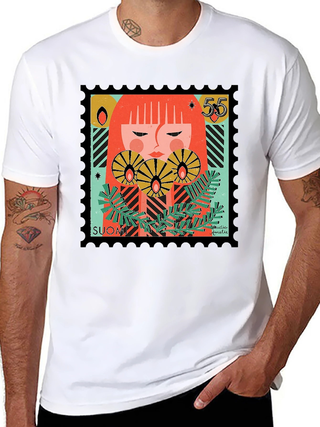 Artistic Stamp Design Graphic Tee