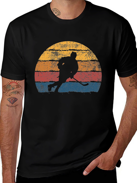 Vintage Hockey Sunset Graphic T-Shirt