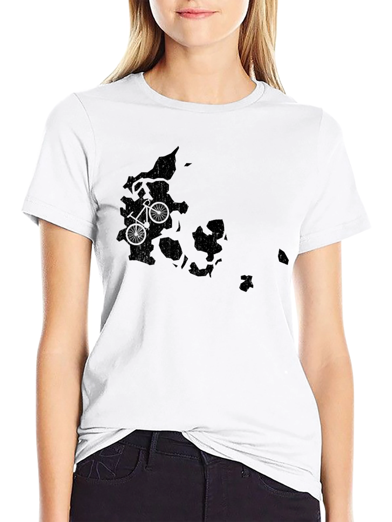 Denmark Bike Map Graphic Tee - Black Cotton