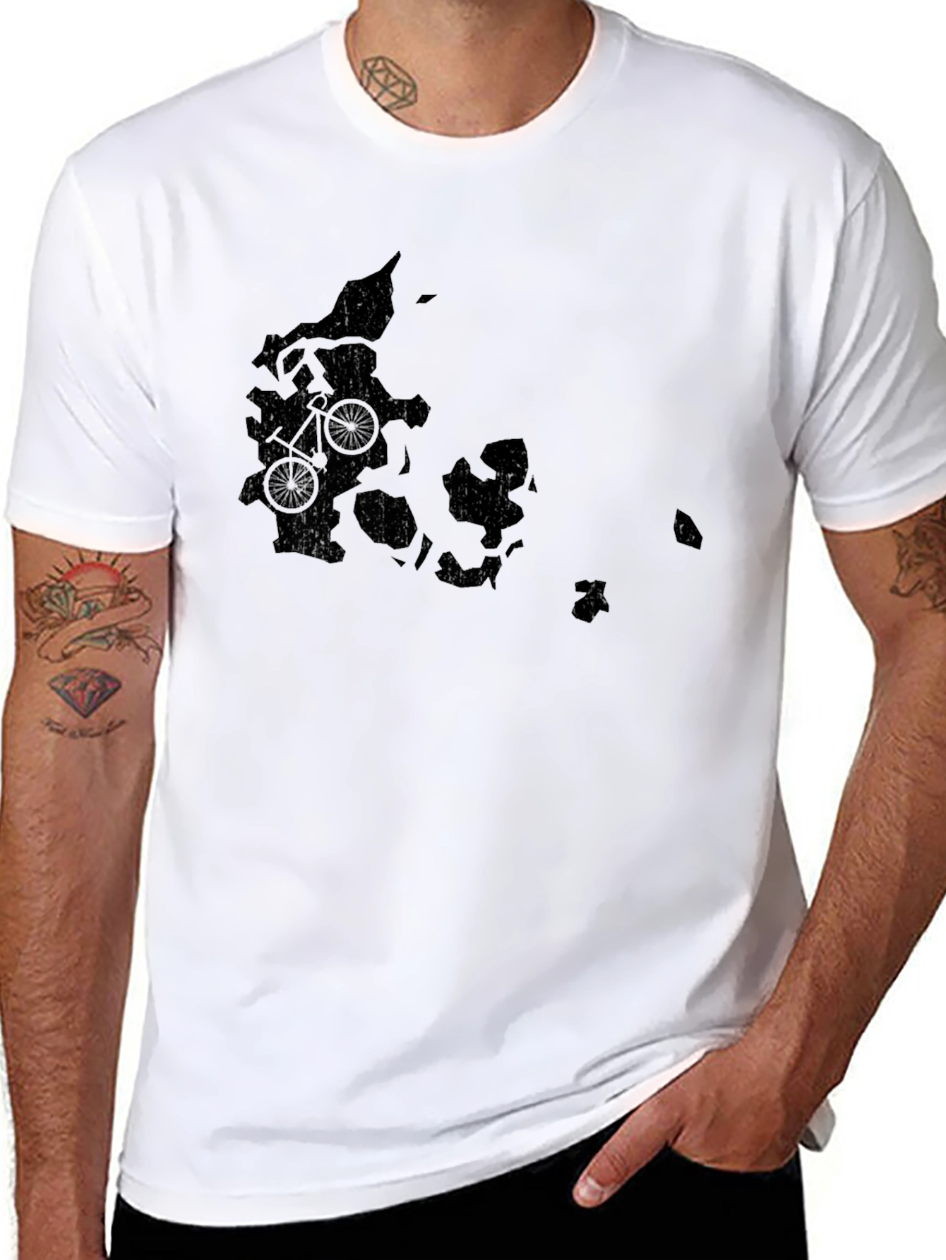 Denmark Bike Map Graphic Tee - Black Cotton
