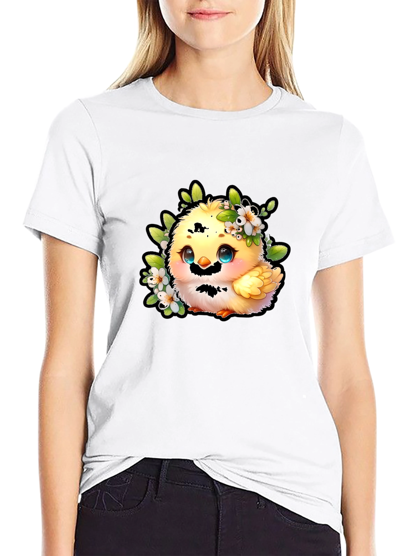 Cute Chick Graphic Tee - Black Cotton Shirt