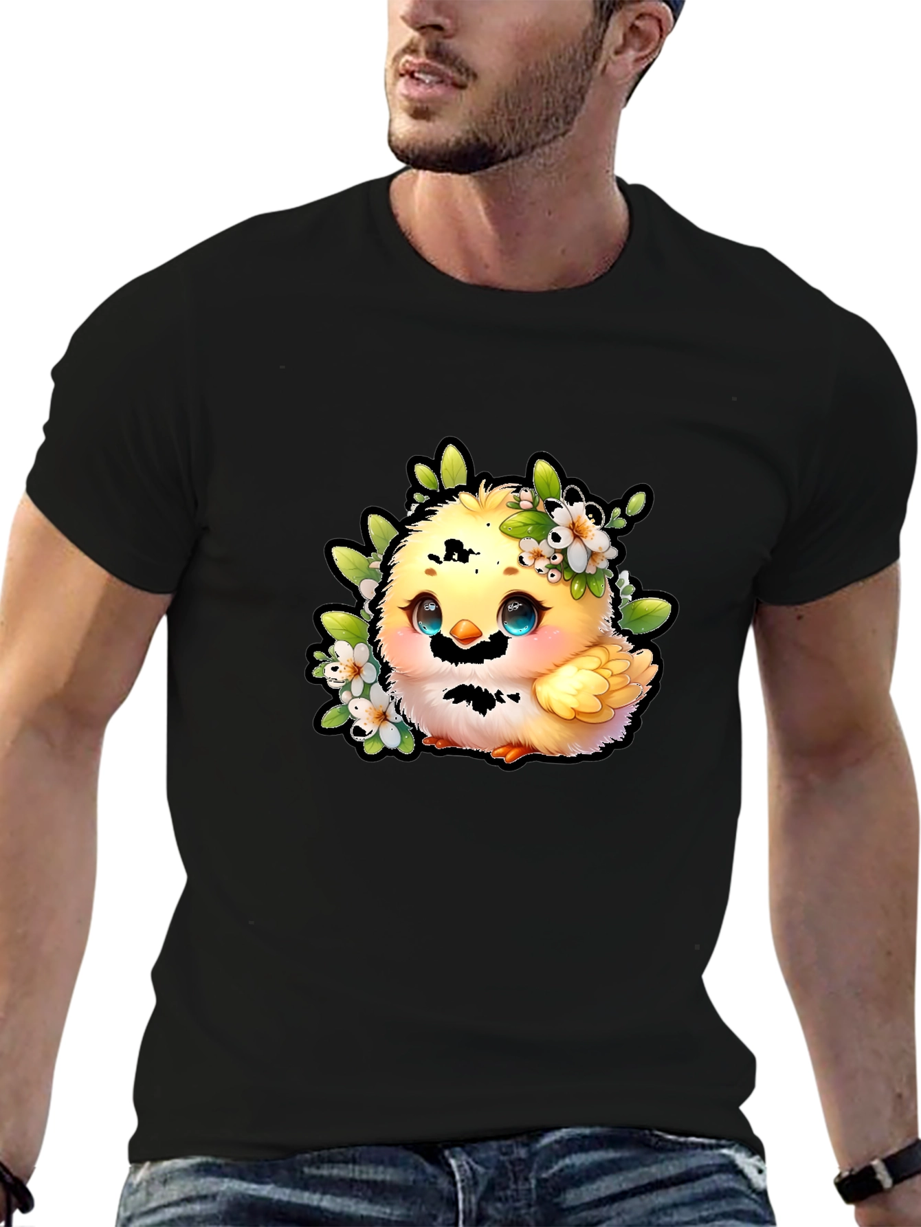 Cute Chick Graphic Tee - Black Cotton Shirt