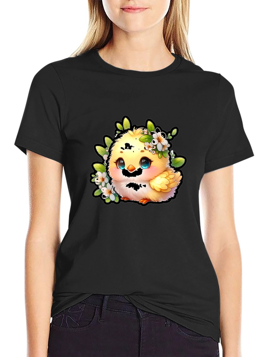 Cute Chick Graphic Tee - Black Cotton Shirt