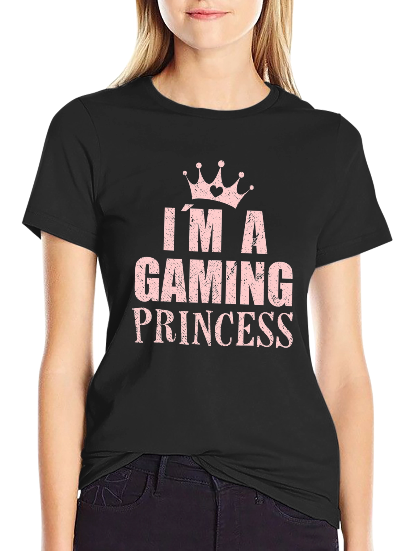 Im A Gaming Princess T-Shirt Crown Black Cotton Tee