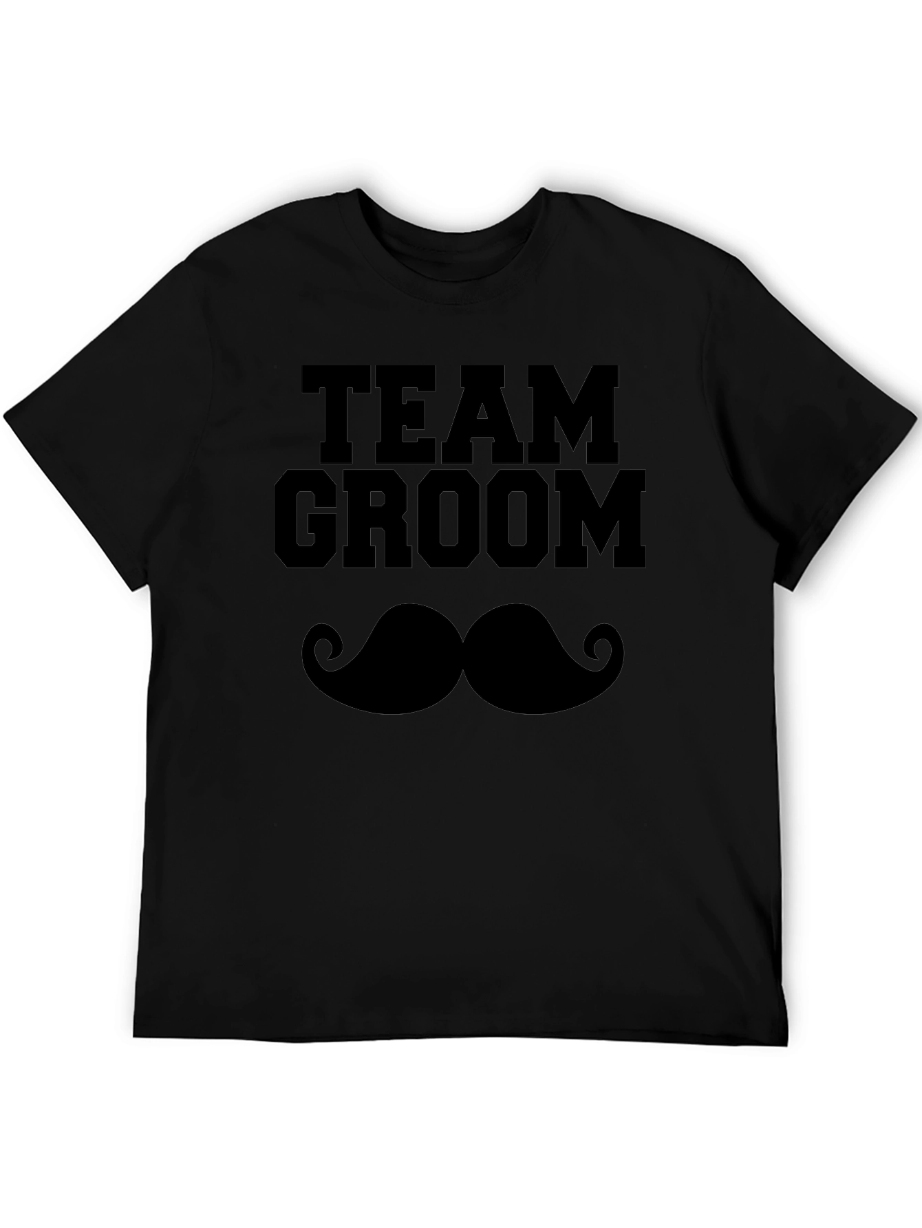 Team Groom Mustache Graphic T-Shirt - Black
