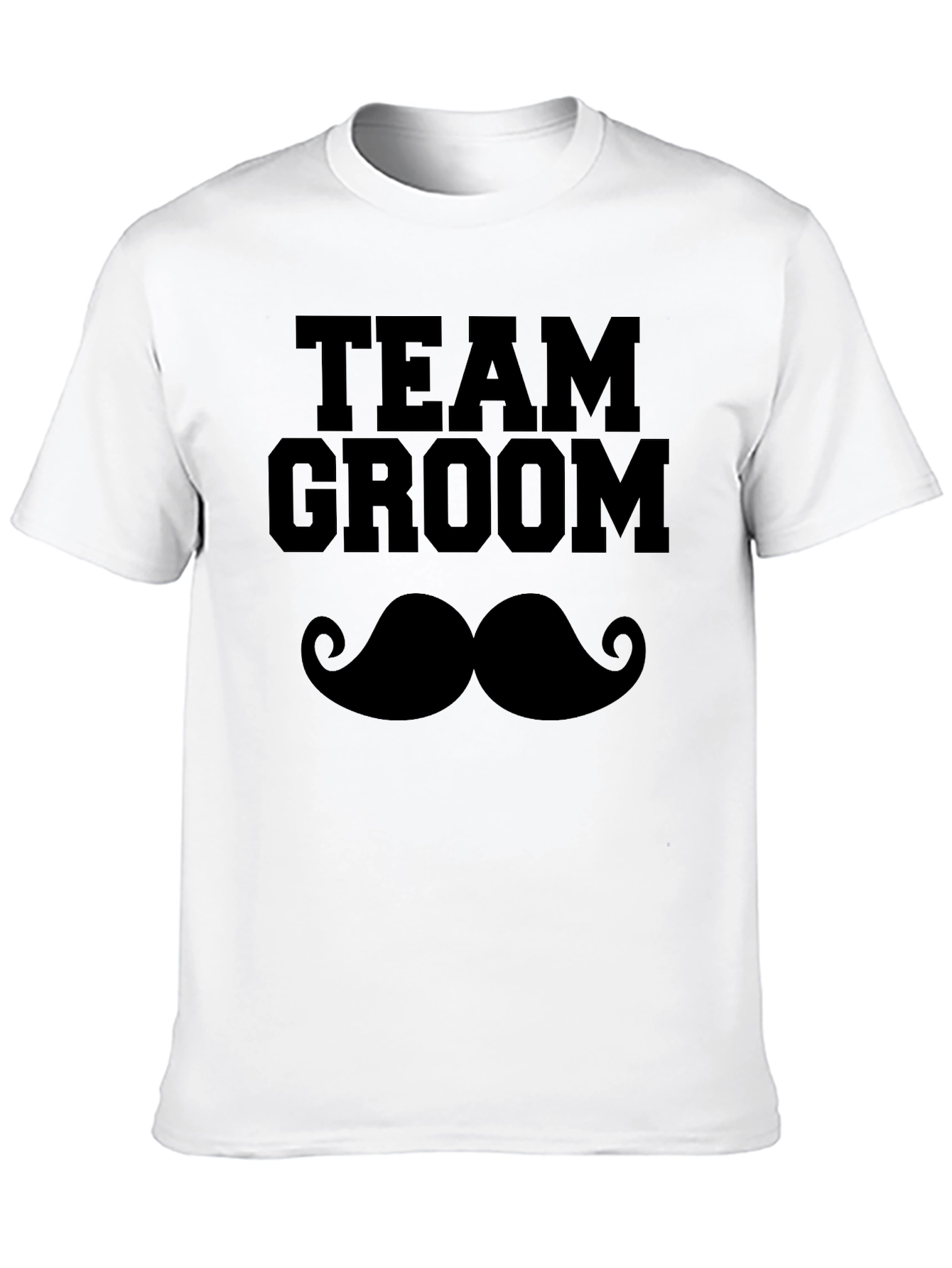 Team Groom Mustache Graphic T-Shirt - Black