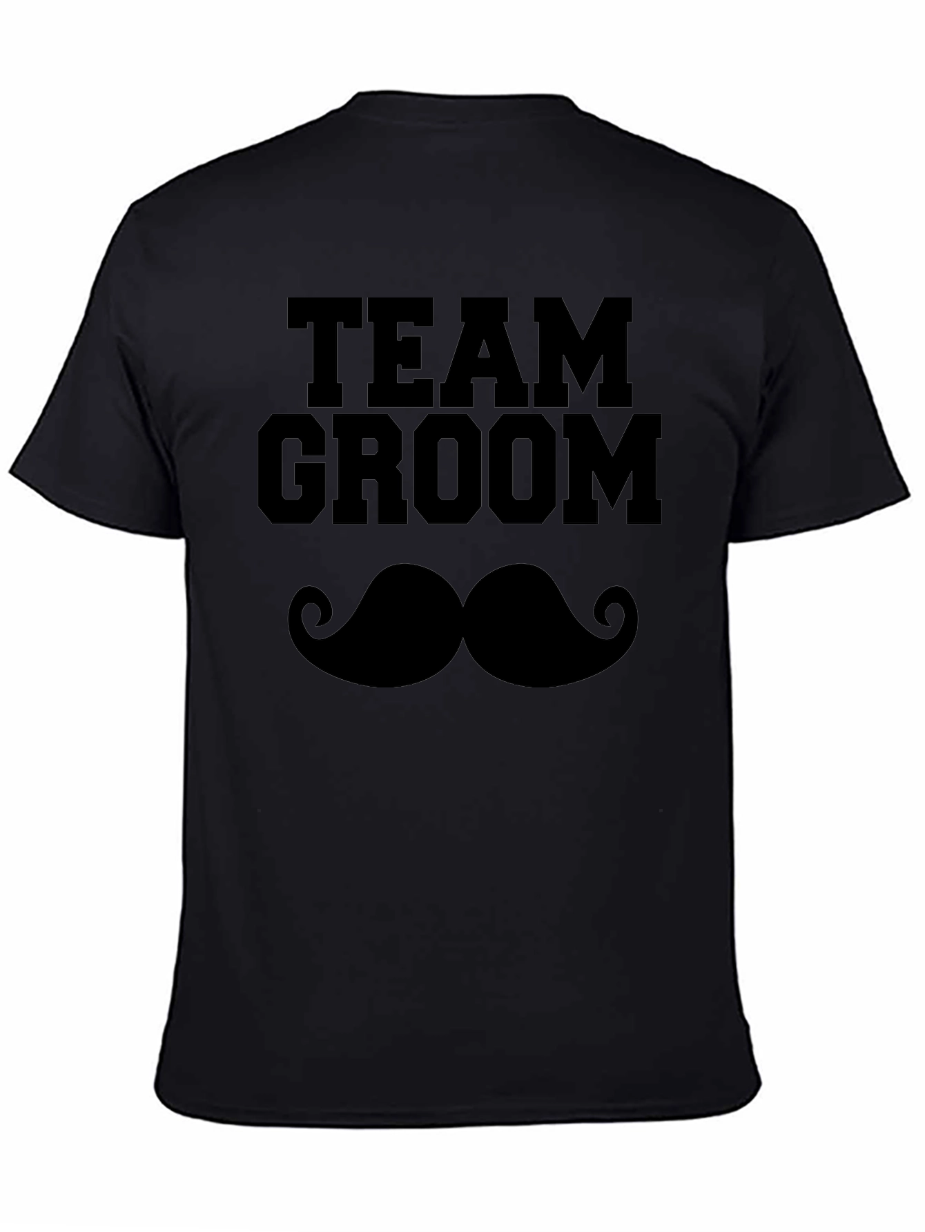 Team Groom Mustache Graphic T-Shirt - Black