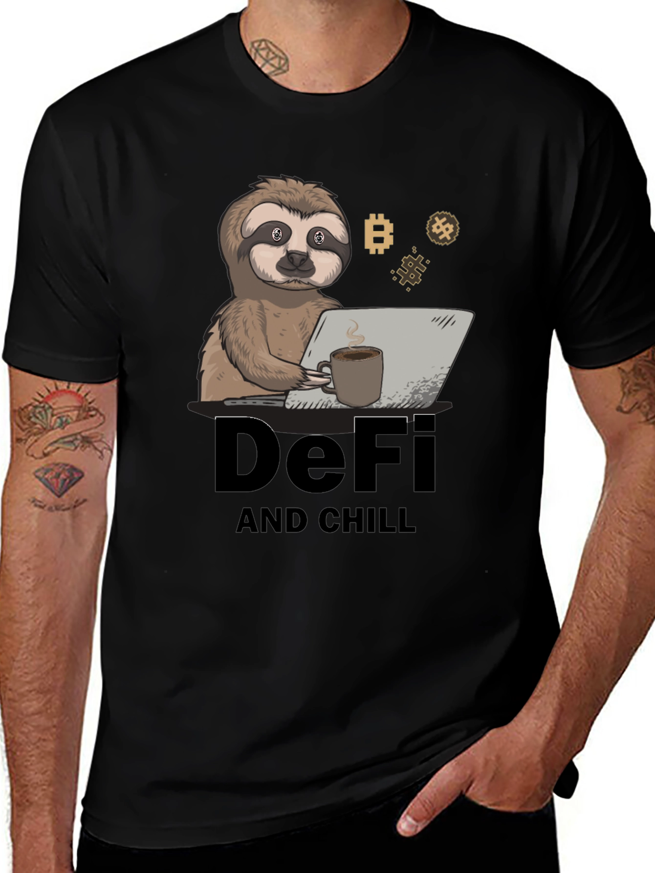 DeFi and Chill Sloth T-Shirt - Crypto Inspired Design