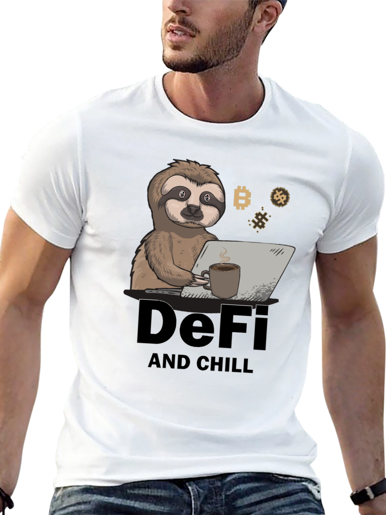 DeFi and Chill Sloth T-Shirt - Crypto Inspired Design