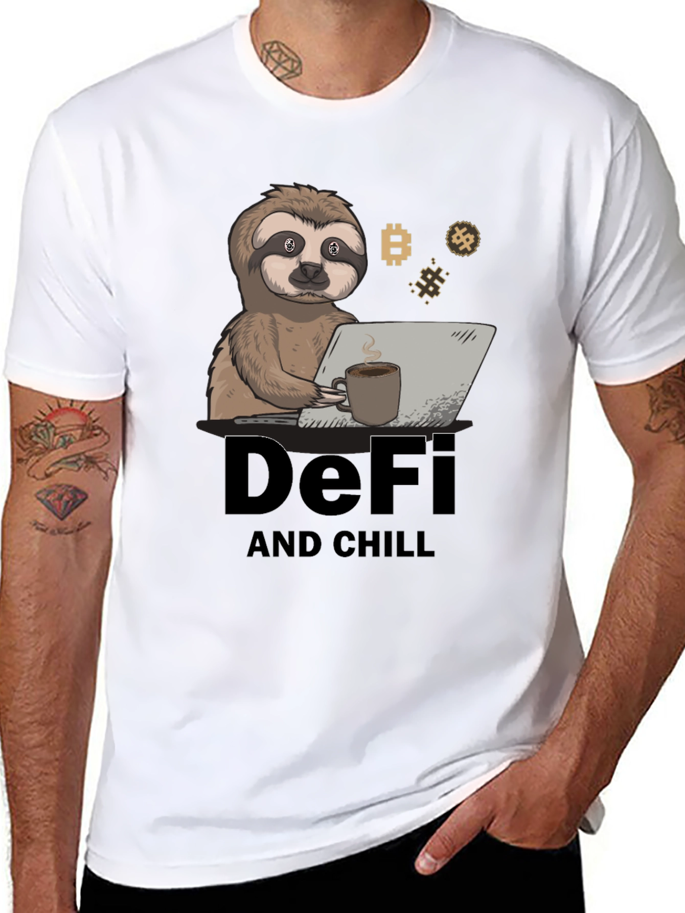 DeFi and Chill Sloth T-Shirt - Crypto Inspired Design