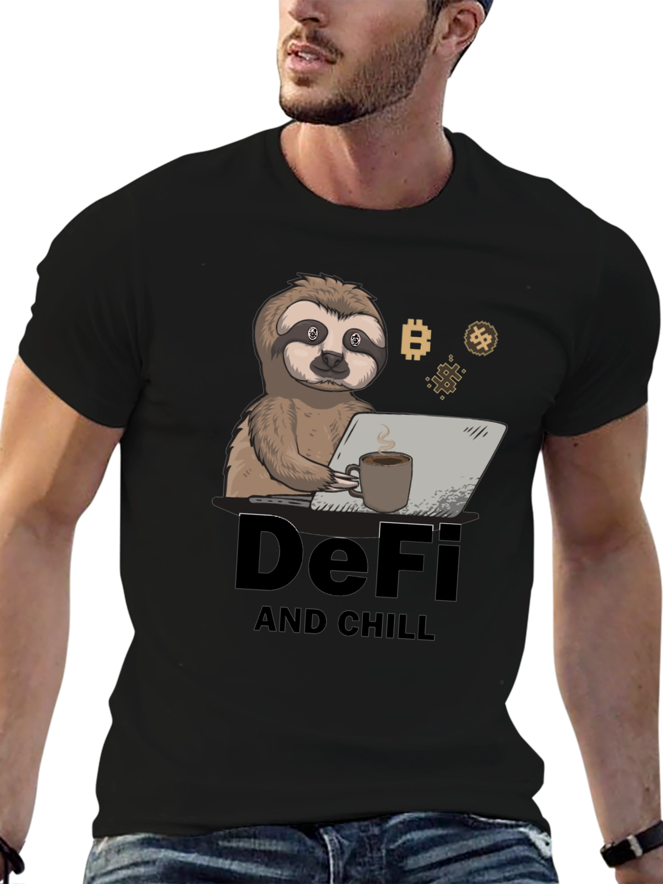 DeFi and Chill Sloth T-Shirt - Crypto Inspired Design