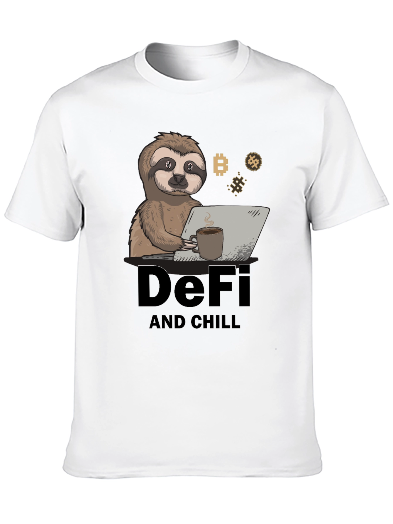 DeFi and Chill Sloth T-Shirt - Crypto Inspired Design