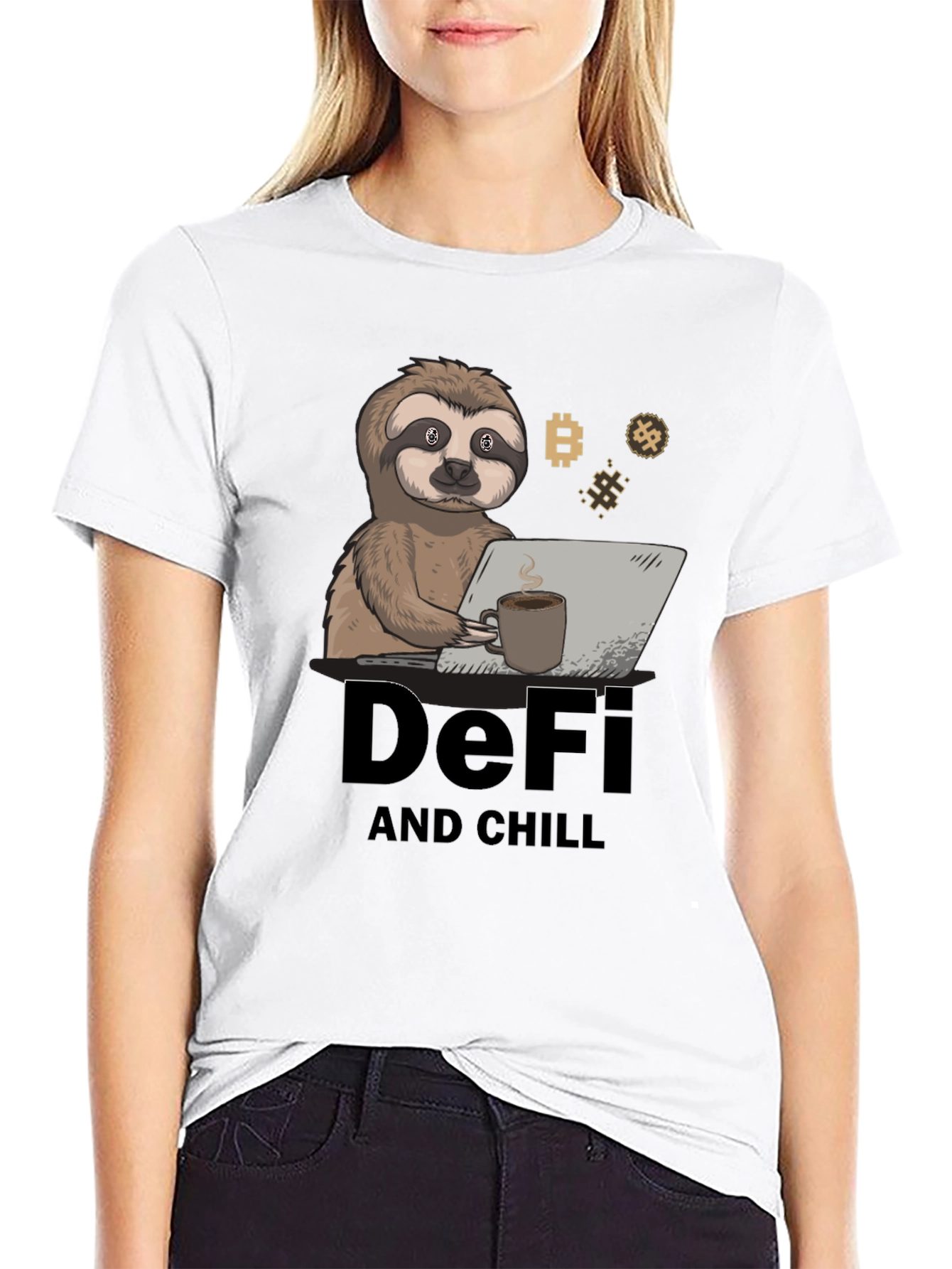DeFi and Chill Sloth T-Shirt - Crypto Inspired Design