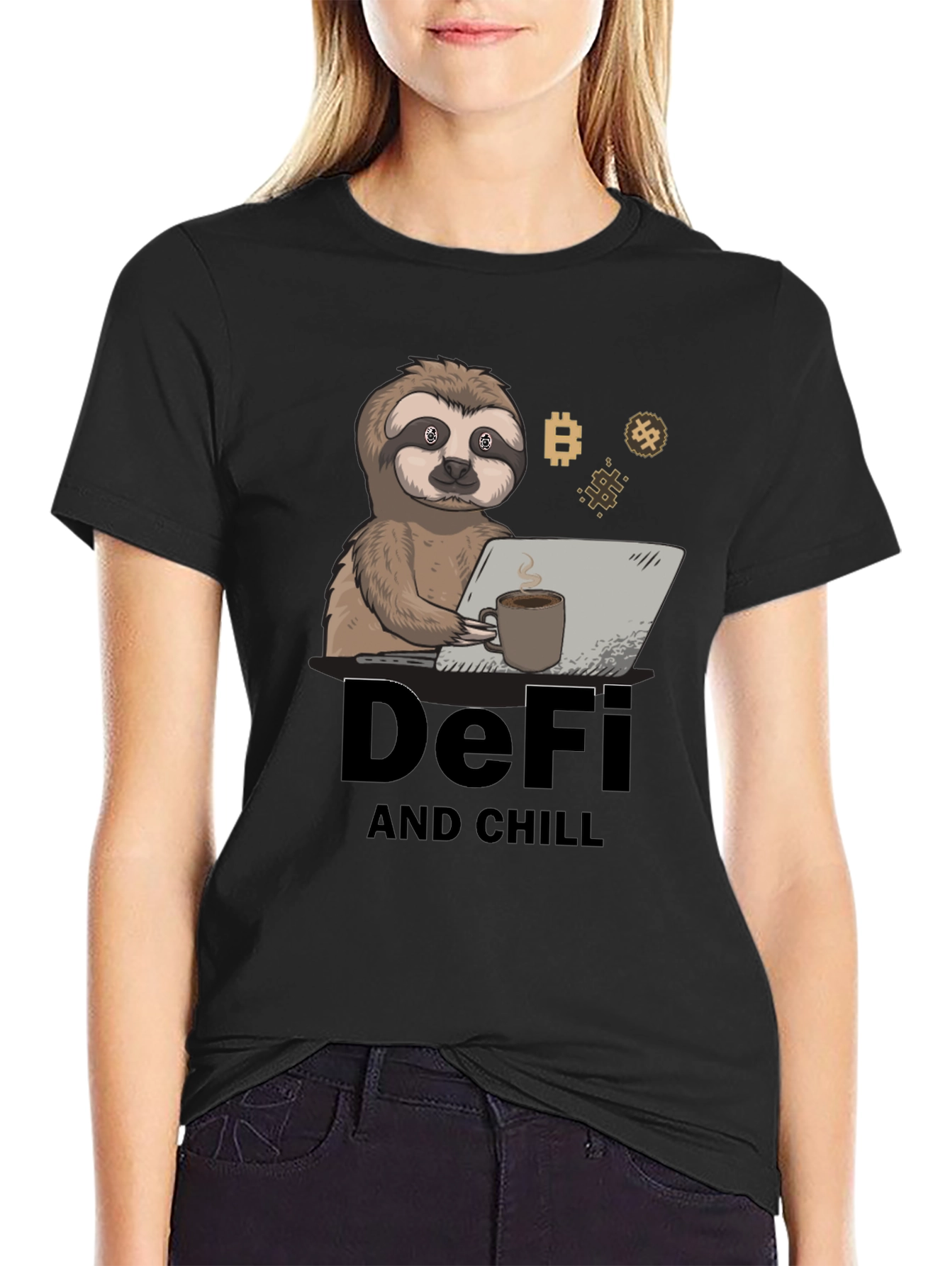 DeFi and Chill Sloth T-Shirt - Crypto Inspired Design
