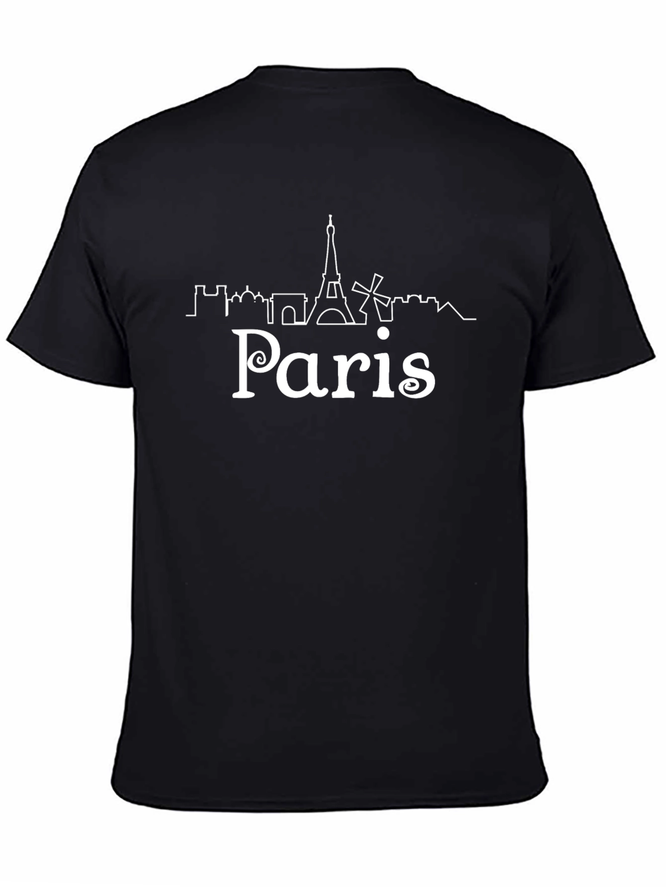 Paris Skyline Black T-Shirt