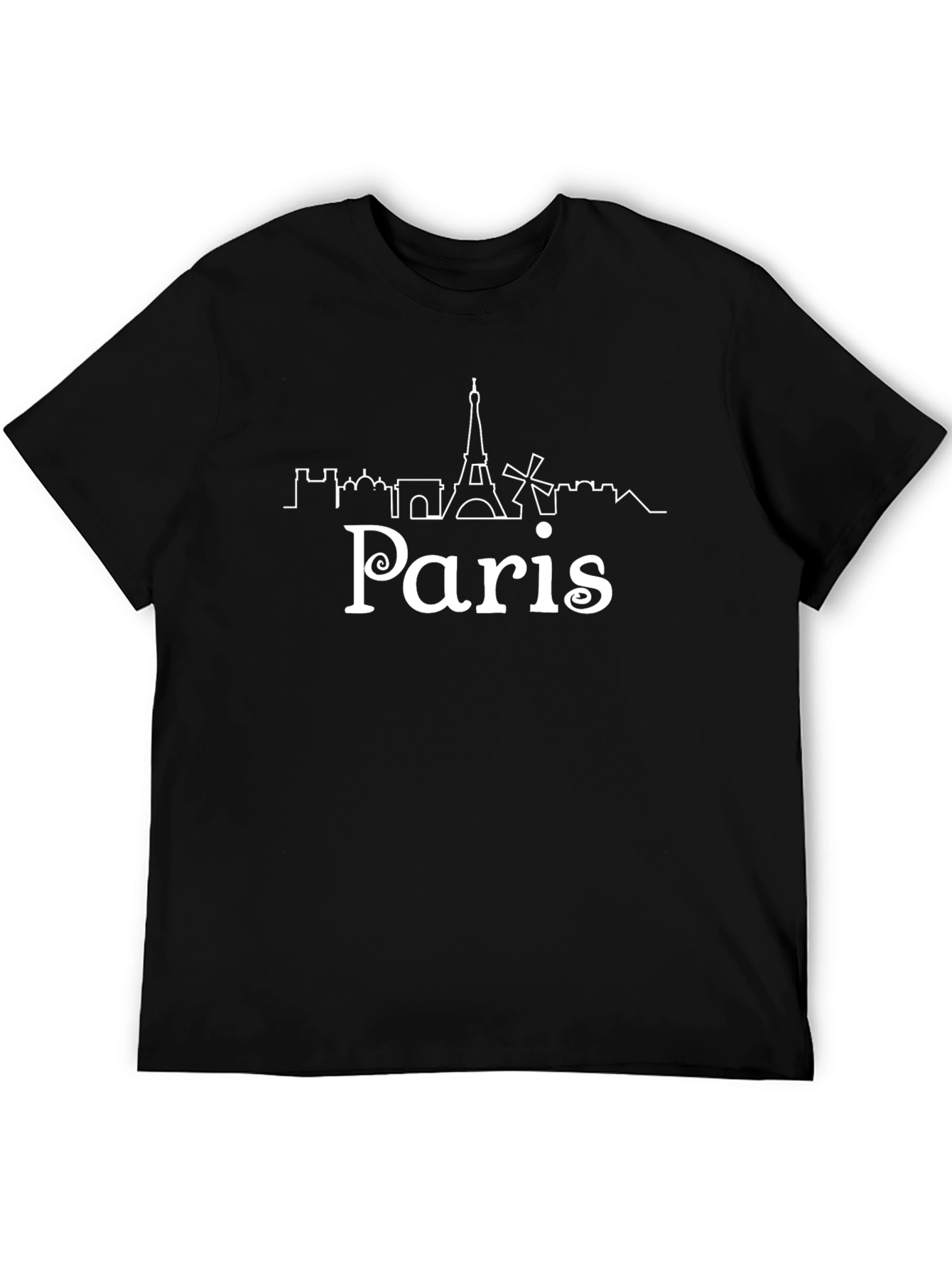 Paris Skyline Black T-Shirt