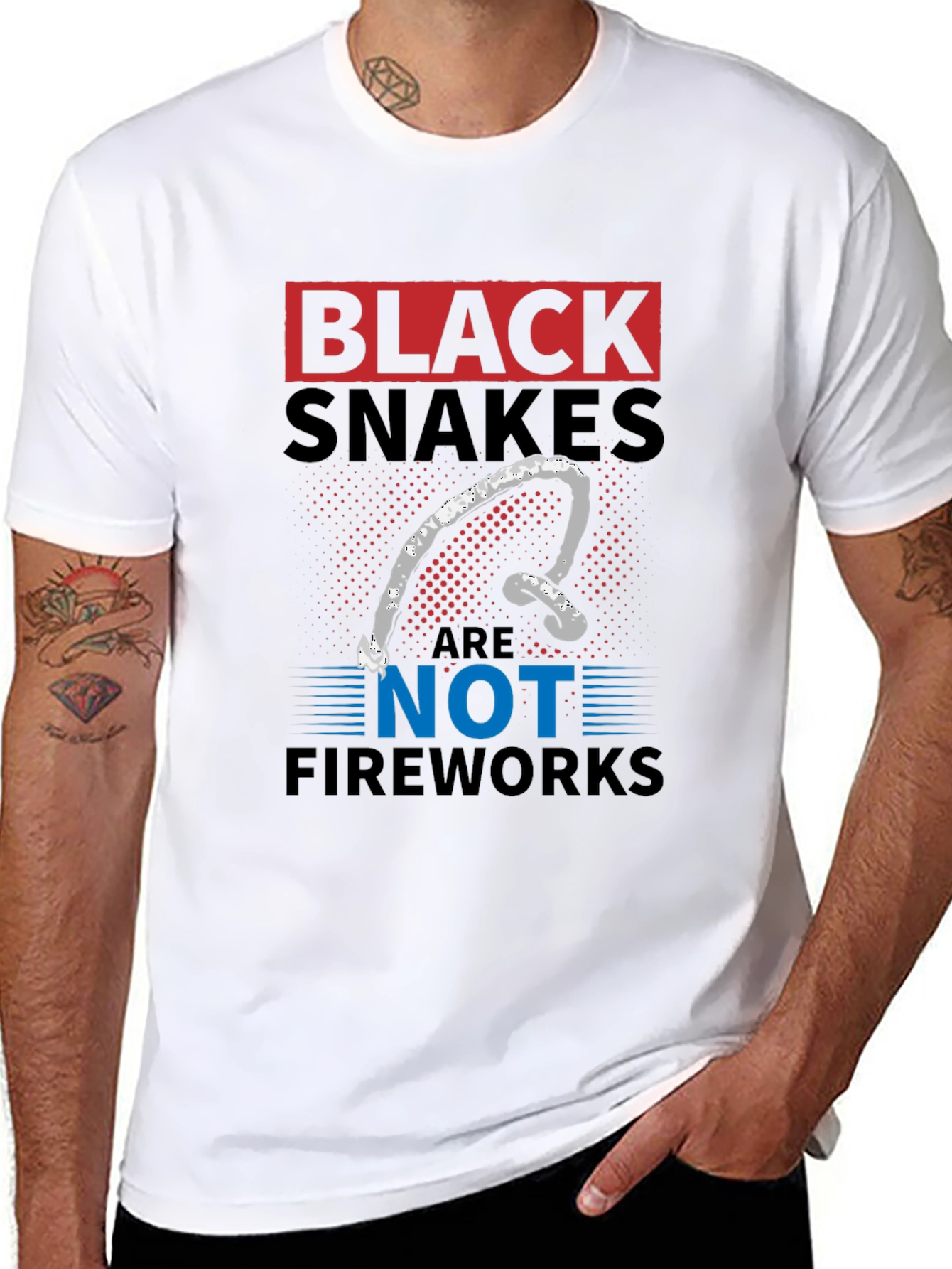 Black Snakes Are Not Fireworks Funny T-Shirt
