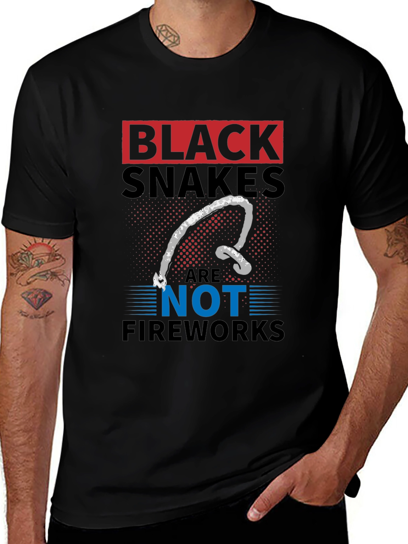 Black Snakes Are Not Fireworks Funny T-Shirt
