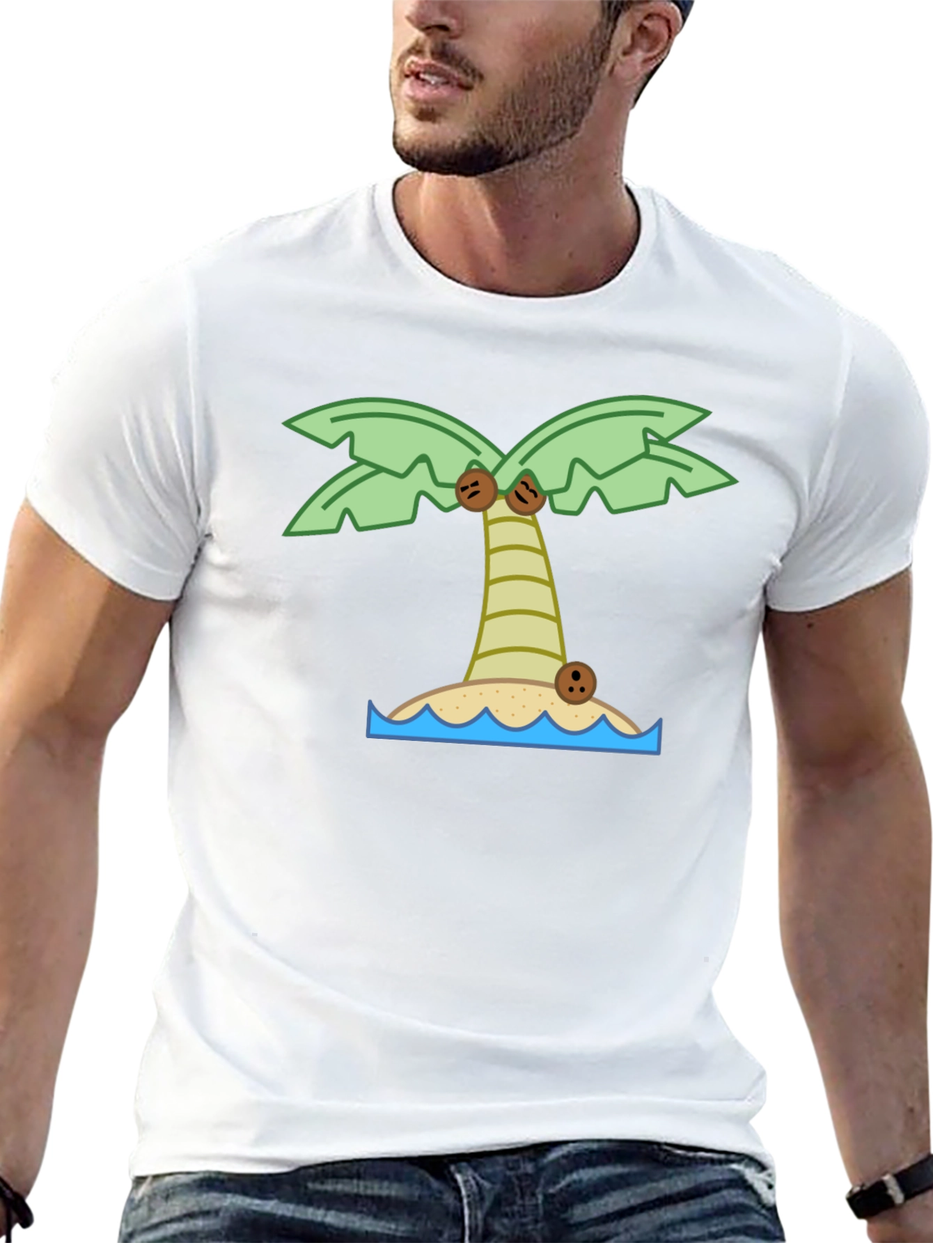 Tropical Island Palm Tree Graphic T-Shirt