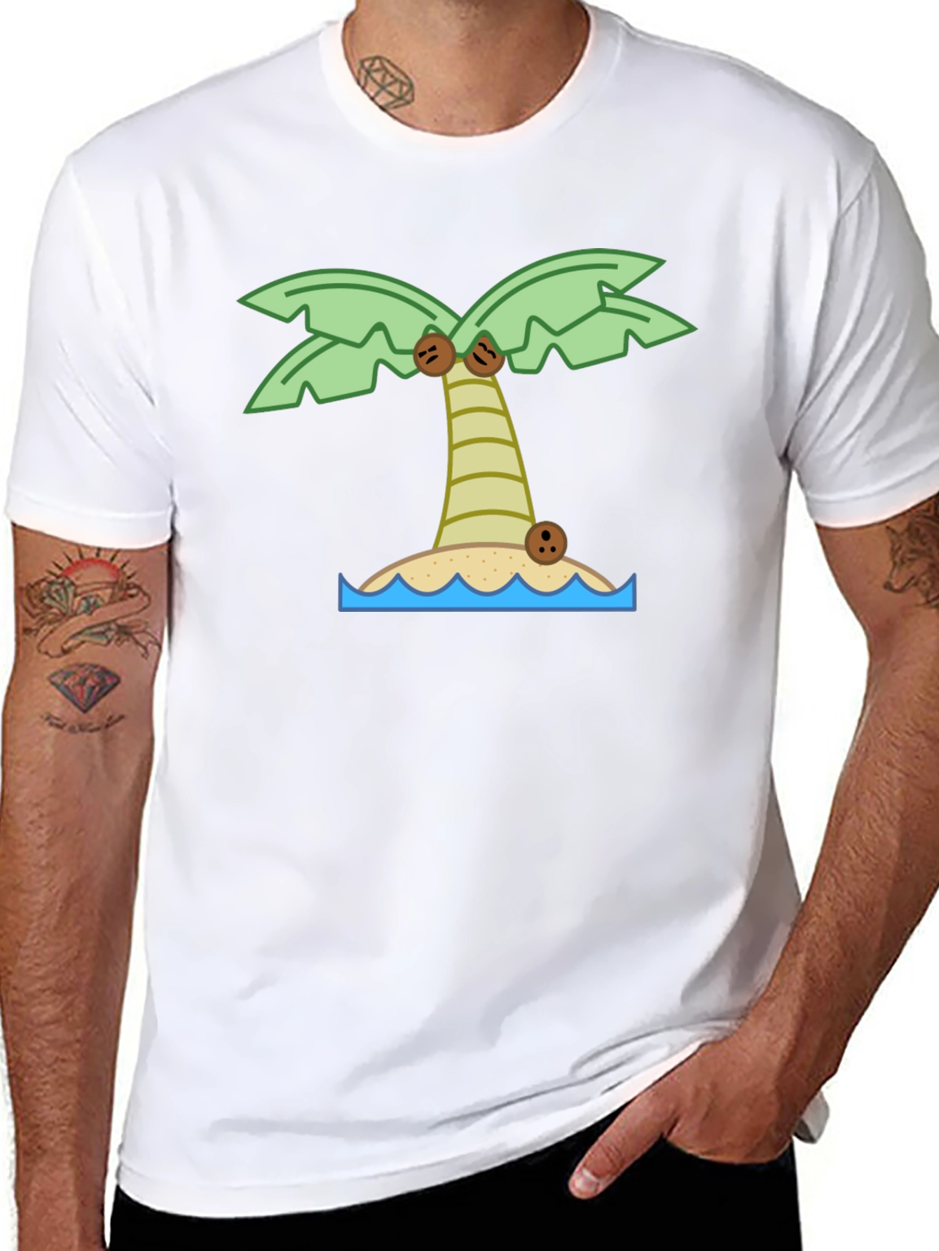 Tropical Island Palm Tree Graphic T-Shirt