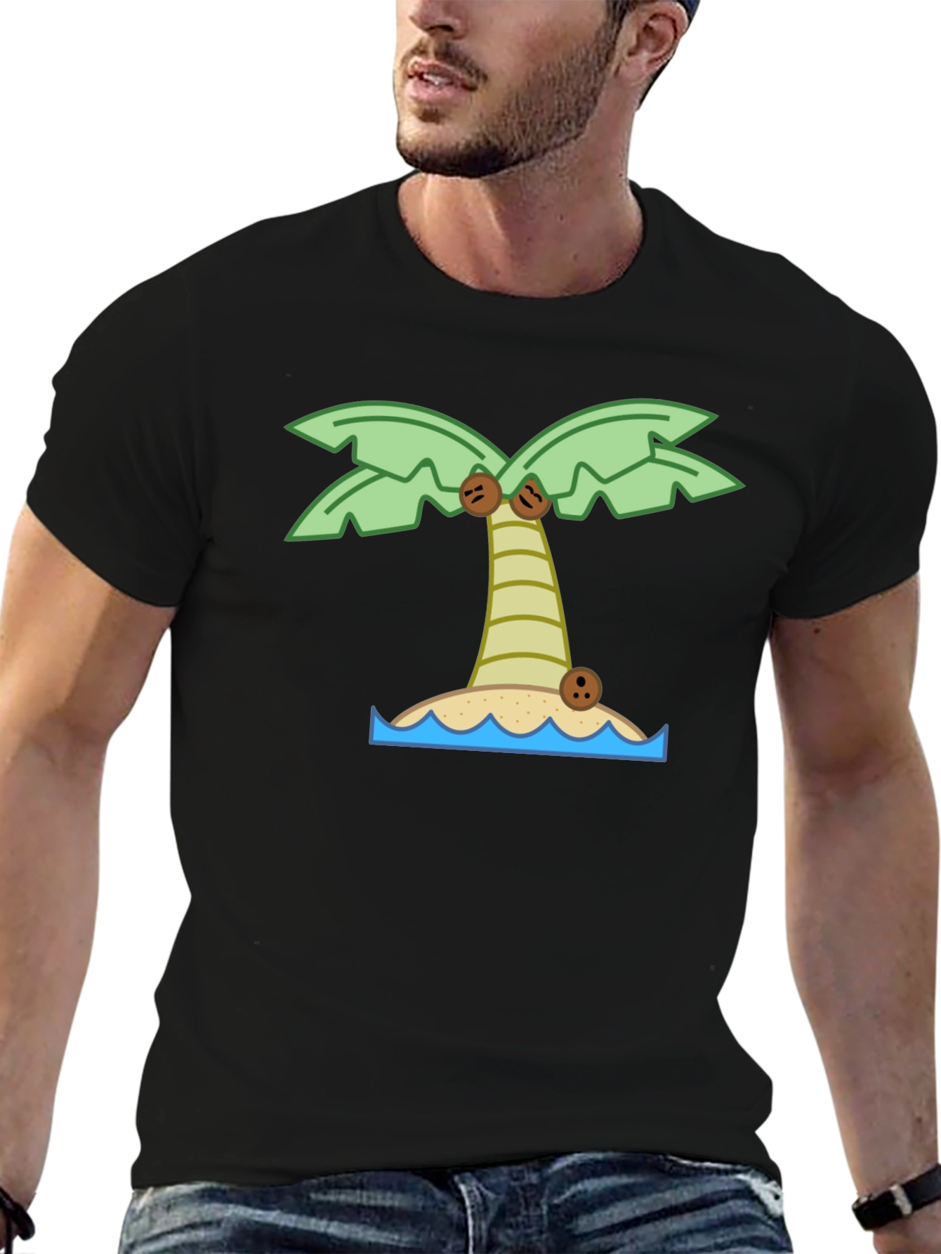 Tropical Island Palm Tree Graphic T-Shirt