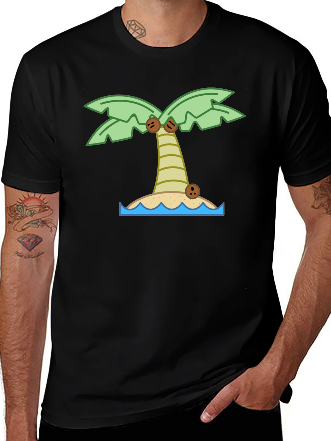 Tropical Island Palm Tree Graphic T-Shirt