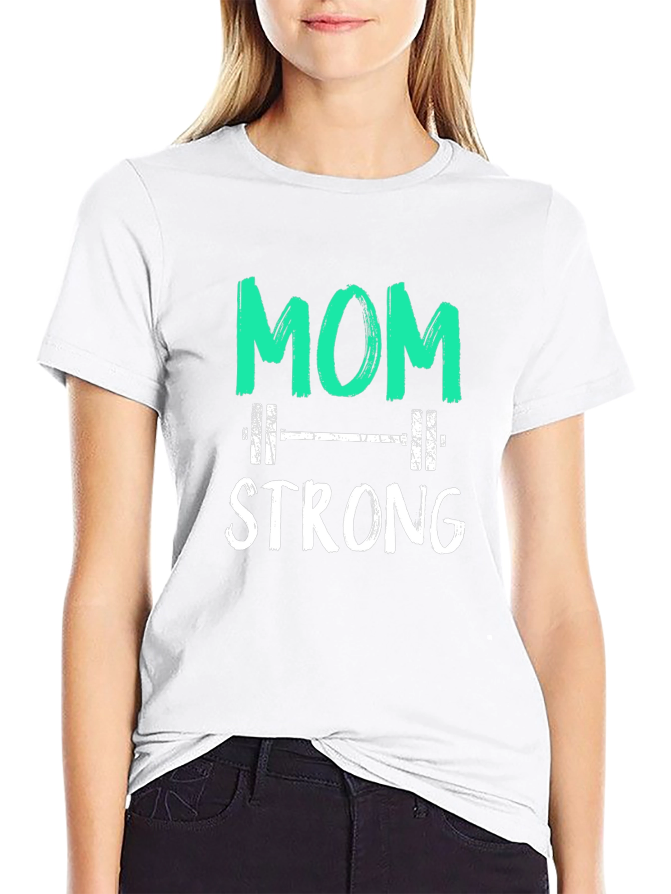 Mom Strong Graphic Tee - Weightlifting Design