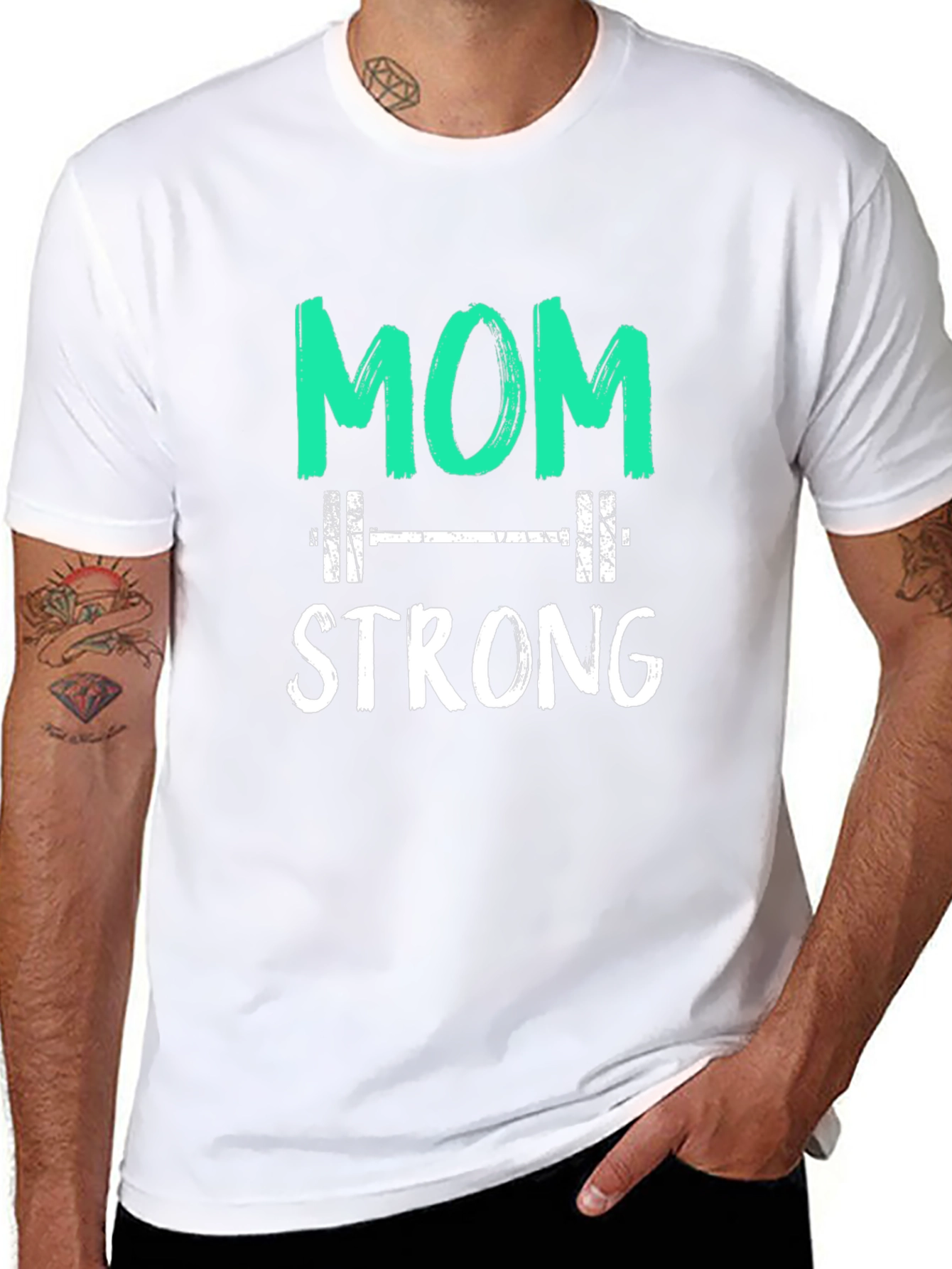 Mom Strong Graphic Tee - Weightlifting Design