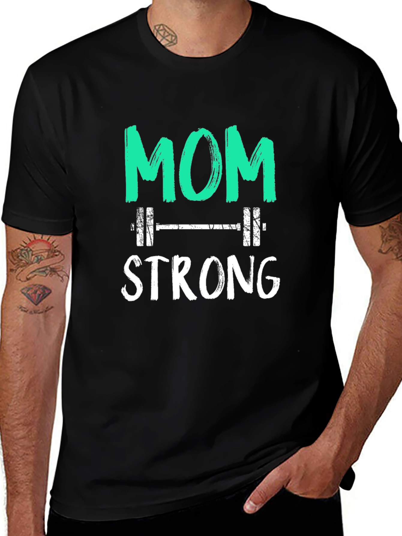 Mom Strong Graphic Tee - Weightlifting Design