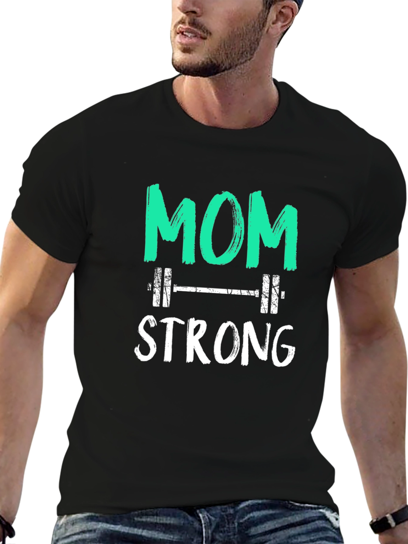 Mom Strong Graphic Tee - Weightlifting Design