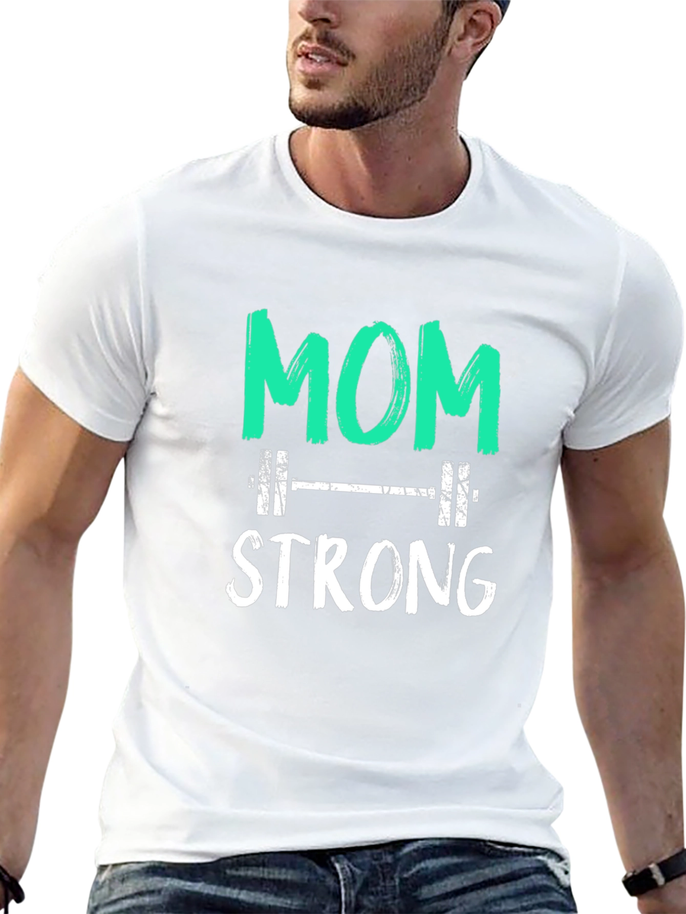 Mom Strong Graphic Tee - Weightlifting Design