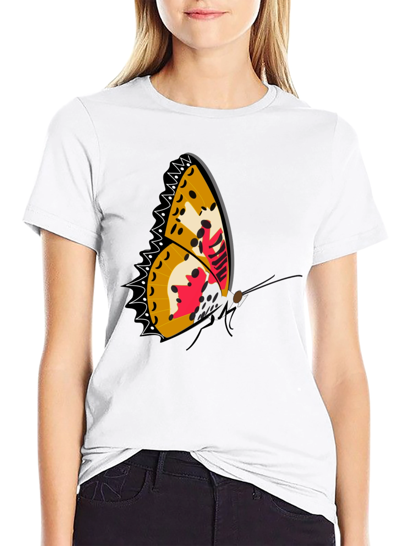 Butterfly Graphic Print Black T-Shirt