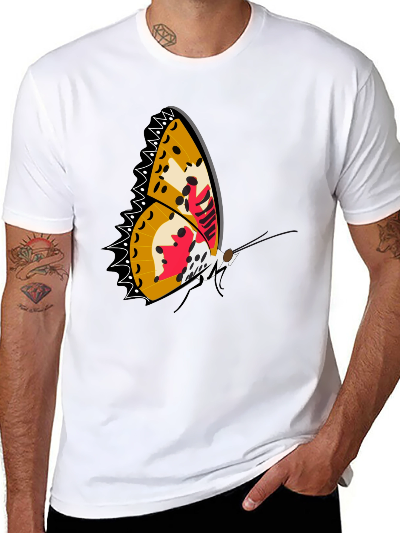 Butterfly Graphic Print Black T-Shirt