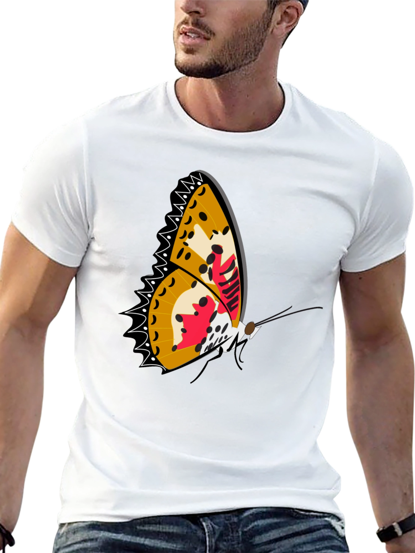 Butterfly Graphic Print Black T-Shirt