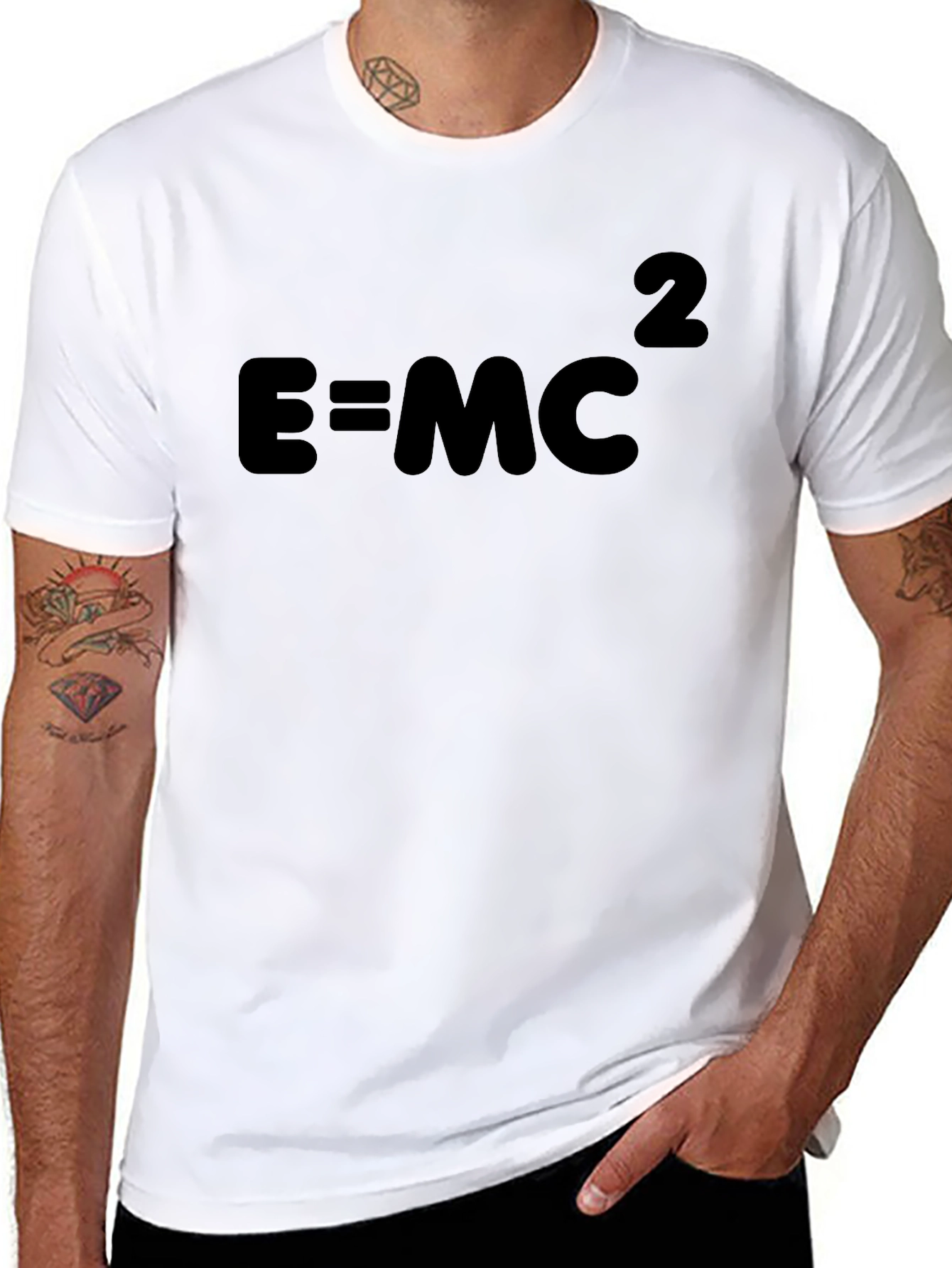 E=MC2 Black Cotton Tee - Science Geek Shirt