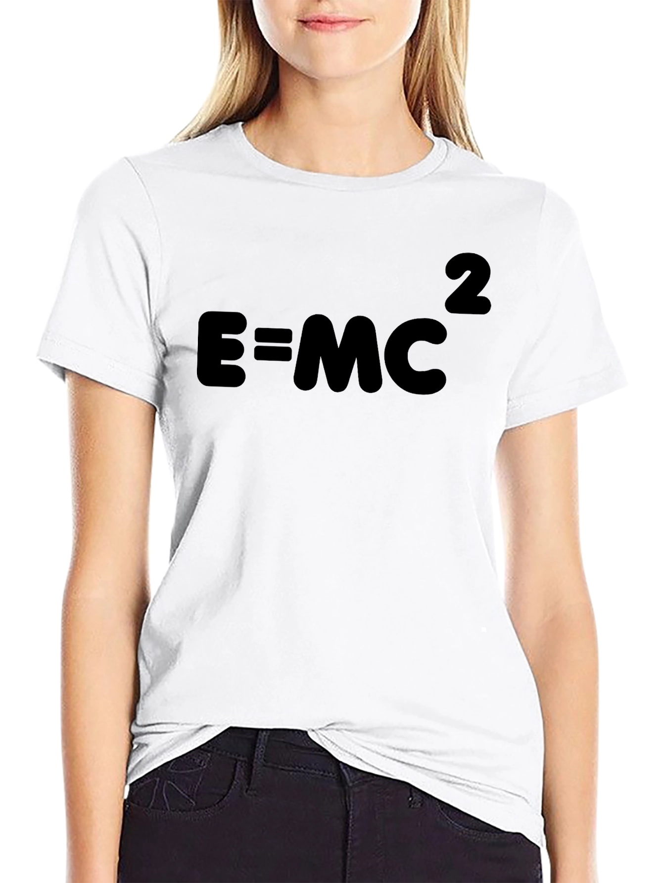E=MC2 Black Cotton Tee - Science Geek Shirt