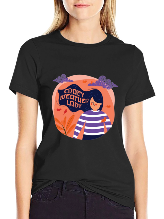 Crazy Weather Lady Graphic T-Shirt