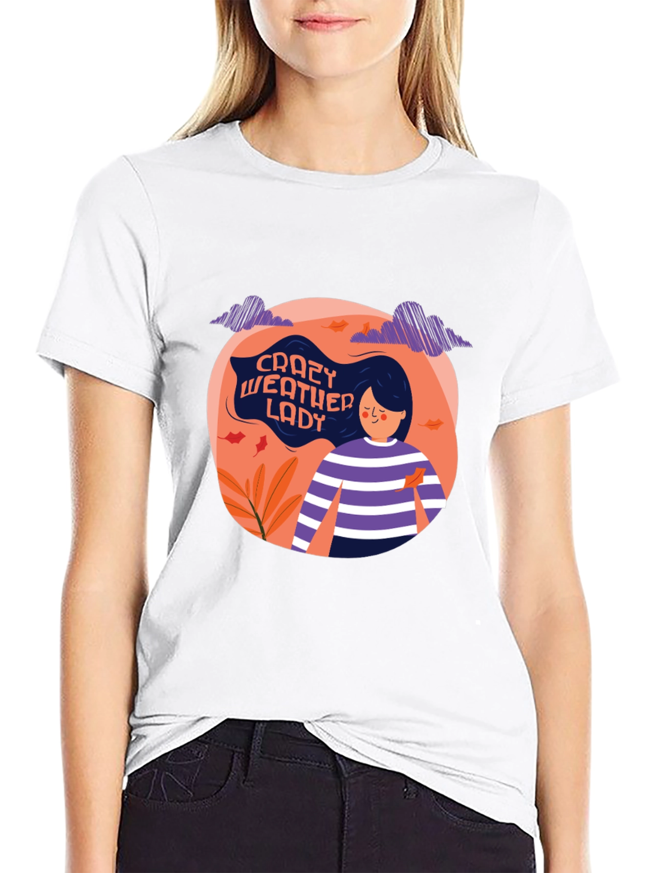 Crazy Weather Lady Graphic T-Shirt