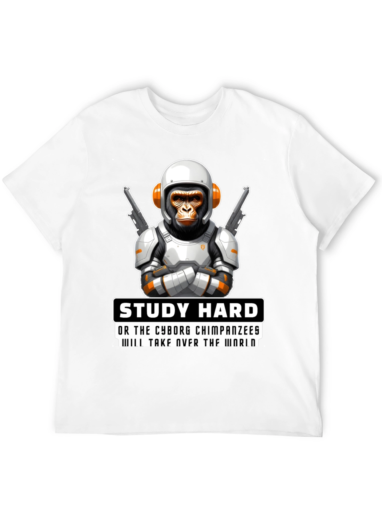 Study Hard Cyborg Chimps T-Shirt
